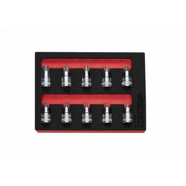BoxoUSA 10-Piece 3/8" Drive Super Stubby Torx Bit Socket Set | 1/9th EVA Foam BX318-R2