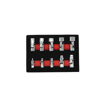 BoxoUSA 10-piece 1/4” & 3/8” Drive 6-point SAE Universal Socket Set | 1/9 Drawer EVA Foam BX848-R2