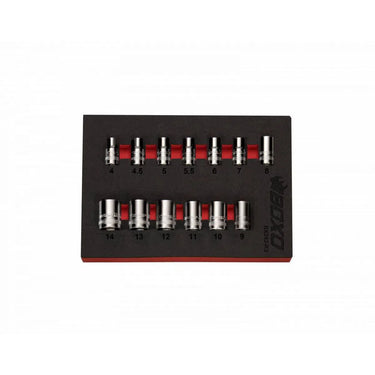 BoxoUSA 13 Pc 1/4" Drive Metric Standard Length Multifix Spline Chrome Socket Set BX282-R2