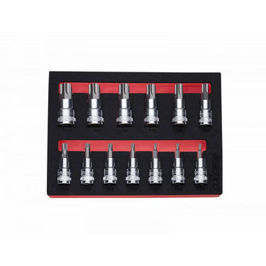 BoxoUSA 13-Piece 1/2" Drive Standard Length Torx Bit Socket Set | 2/9th EVA Foam BX326-R2