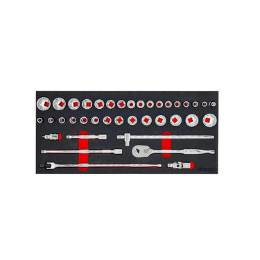 BoxoUSA 68-Piece 1/2" Drive Metric and SAE Combo Master Socket Set for 5-Drawer Hand Carry Box BXE059-R2