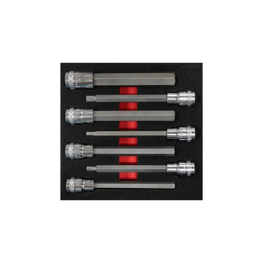 BoxoUSA 7-Piece 1/2" Drive Long Hex Bit Socket | 1/6 Drawer EVA Foam BX886-R2