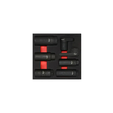 BoxoUSA 7-Piece Metric & SAE Oxygen Sensor & Sending Unit Socket Set | 1/6 Drawer EVA Foam BX898-R