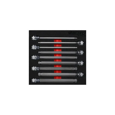 BoxoUSA 9-Piece 3/8" Drive Long Ball Point Hex Bit Socket Set | 1/6 Drawer EVA Foam BX656-R2