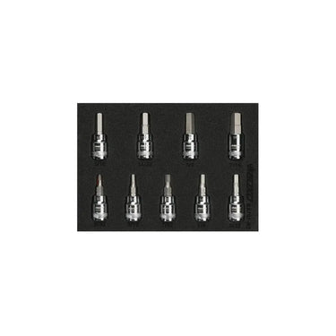 BoxoUSA 9-Piece 3/8" Drive SAE Hex Bit Socket Set | 1/9th EVA Foam BX797-R2