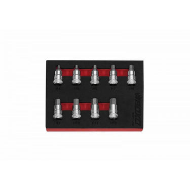 BoxoUSA 9-Piece 3/8" Drive Super Stubby Hex Bit Socket Set | 1/9th EVA Foam BX317-R2