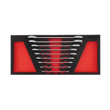 BoxoUSA 9-Piece Metric Double Open End Wrench Set | 1/3 Drawer EVA Foam BX007-R2