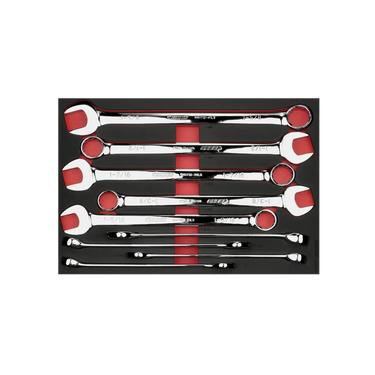 BoxoUSA 9-Piece SAE Extra Long Combination Wrench Set | 3/3 Drawer EVA Foam BX933-R2