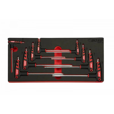 BoxoUSA 9-Piece Torx 2 Way T-Handle Key Set | 1/3rd EVA Foam BX021-R