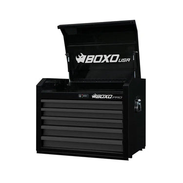 BoxoUSA Pro Series | 26" 5-Drawer Top Tool Box with Anti-Tip | No Trim UAC2651BLM-BK-1