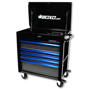 BoxoUSA Pro Series | 35" 5-Drawer Flip-Top Service Cart | No Trim UAS341051L-BK-1