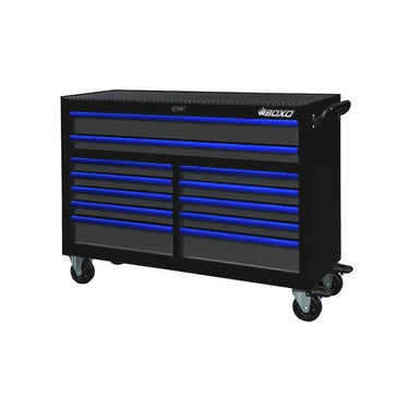 BoxoUSA Pro Series | 53" 12-Drawer Rolling Tool Box with Anti-Tip | No Trim UAT530121LM-BK-1