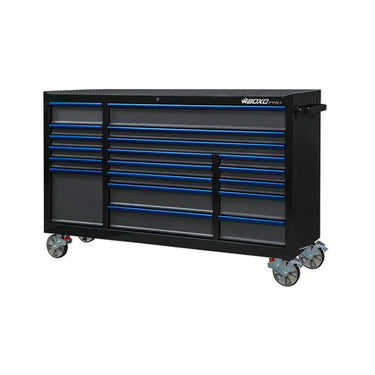 BoxoUSA Pro Series | 72” 19-Drawer Rolling Tool Box | No Trim UAT720191TM-BK-1