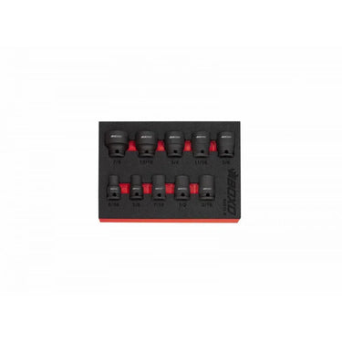 BoxoUSA 10-Piece 3/8" Dr 6-Point SAE Impact Socket Set | 1/9th EVA Foam BX513-R