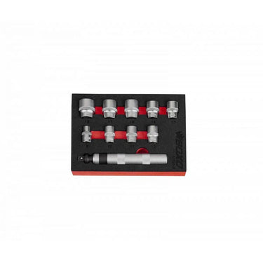 BoxoUSA 10-Piece 3/8"-Drive Impact Driver Set with Special Rounded Head Fastener Sockets | 1/9th EVA Foam BX523-R