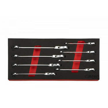 BoxoUSA 8-Piece SAE Flex Head Ratcheting Wrench Set | 1/3rd EVA Foam BX022S-R2