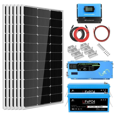 Kit Solar Aislado Inversor 3000W 12VDC Salida 120V Batería Solar de Respaldo de 600 watts SGK-PRO3