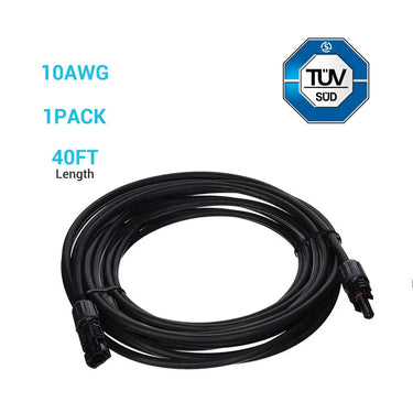 Solar Panel Extension Cable with Male to Female Solar Connectors (Single) — 1.5 FT / 10 AWG