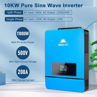Kit Solar Aislado de 10KW 48VDC 120V/240V Batería de Litio LifePo4 20.48KWH 12 Paneles Solares de 450 Watts SGR-10K20E