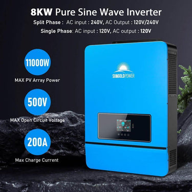 Kit solar aislado 8000W 48VCC 120V/240V Batería de litio LifePo4 10.24KWH 8 paneles solares de 415 vatios SGR-8K10E