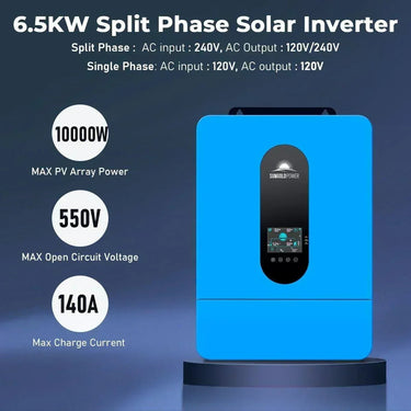 Kit Solar Aislado 6500W 48VDC 120/240VAC Batería de Litio PowerWall 10.24KWH 6 Paneles Solares de 370 Watts SGM-6510M
