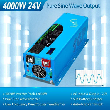 Inversor de onda sinusoidal pura Sungold Power 4000W DC 24V con cargador