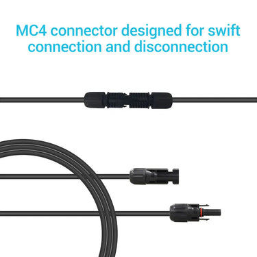 Solar Panel Extension Cable with Male to Female Solar Connectors (Single) — 10 FT / 12 AWG