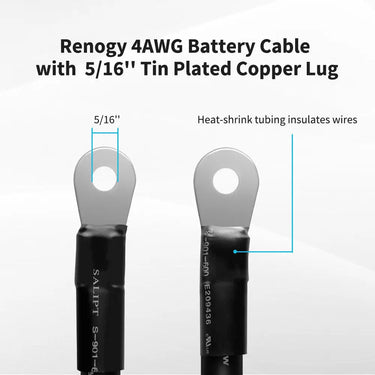 Copper Battery Interconnect Cable for 5/16 in Lugs — 12In 1AWG