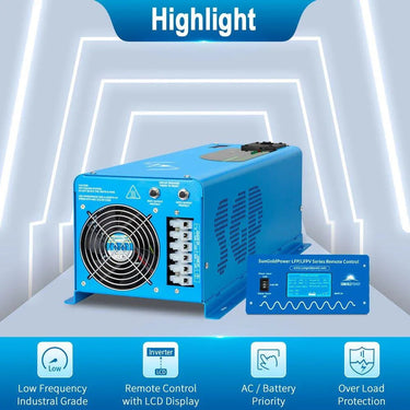 Inversor de Onda Pura de Fase Dividida Sungold Power 4000W CC 12V con Cargador