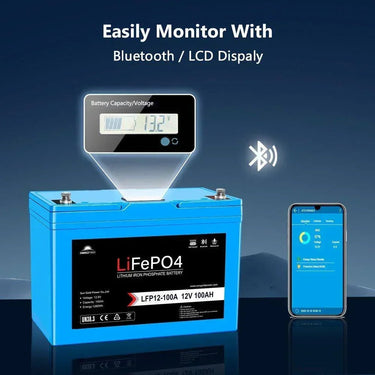 Sungold Power 12V 100AH LiFePO4 Deep Cycle Lithium Battery / Bluetooth /Self-heating / IP65