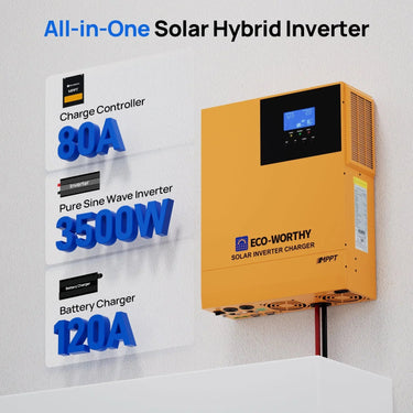 Sistema de alimentación de respaldo para el hogar ECO-WORTHY de 5.12KWh con LiFePO4 de 48V 100Ah e inversor fuera de la red de 3500W 48V
