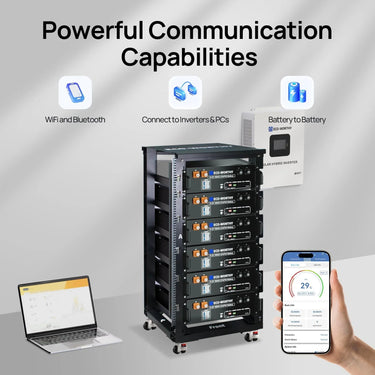 Batería ECO-WORTHY de 48V 100Ah para Rack de Servidor | Batería de Litio V3 de 5.12kWh | UL1973 | UL9540A | CEC
