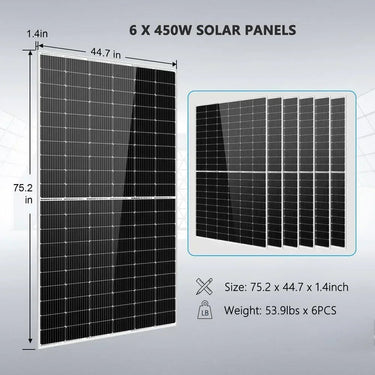 Kit solar completo fuera de la red 6500W 48V 120V/240V salida Batería de litio de 10.24KWH Panel solar de 2700 vatios SGK-65PRO