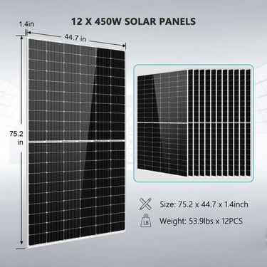 Kit solar completo autónomo 8000W 48V Salida 120V/240V Batería de litio de 10.24KWH Panel solar de 5400 W SGK-8MAX