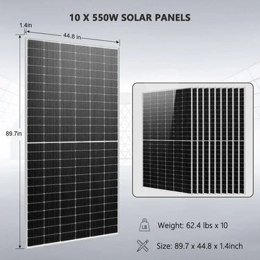 Kit Solar Aislado 10 Paneles Solares de 550 Vatios 4 Baterías de Litio Powerwall de 5.12 kWh Inversor Solar de 10KW 48vdc 120v/240v SGM-10K20
