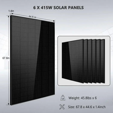 Kit Solar Aislado 5000W 48VDC 120V Batería Litio 10.24KWH 6 Paneles Solares 415 Watts SGR-5KE