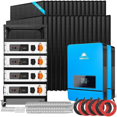 Kit Solar Aislado 16KW 48VCC 120V/240V BATERÍA DE LITIO 25.6KWH 32 Paneles Solares de 415 Watts SGR-16K25E