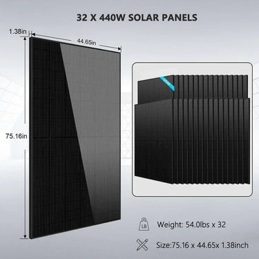 Kit Solar Aislado 20kW 48VCC 120V/240V Batería de Litio de 30.72kWh 32 Paneles Solares de 450 Vatios SGR-20K30E