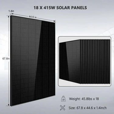 Kit Solar Fuera de Red 18000W 48VCC 120V/240V Batería de Litio de 30.72KWH 20 X Paneles Solares de 415 Watts SGR-18K20E