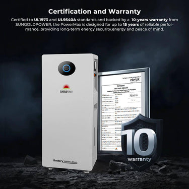 Sungold Power PowerMax 51.2V 314AH Outdoor Energy Storage Battery UL1973 & UL9540A CEC Listed