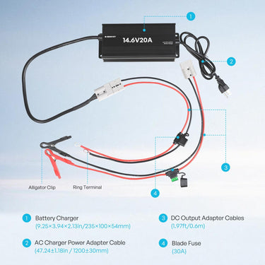 12V 20A/24V 10A AC-to-DC LFP Portable Battery Charger — 12V 20A