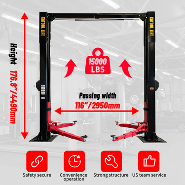 Katool KT-M150D 15,000 lbs Two Post Lift — KT-M150D 15000 lbs Two Post Lift and KT-MP2 Lift Height Extensions (Set of 4)