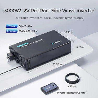3000W 12V Pro Pure Sine Wave Inverter with EcoSleep Mode — Inverter + Renogy ONE Core