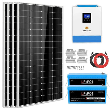 Sungold Power Kit Solar 3000W 24V Inversor 120V de salida Batería de litio 800 Vatios Panel Solar SGKT-3PRO