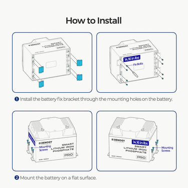 Renogy Mounting Brackets for 12V 100Ah Pro LiFePO4 Batteries (Set of 4)