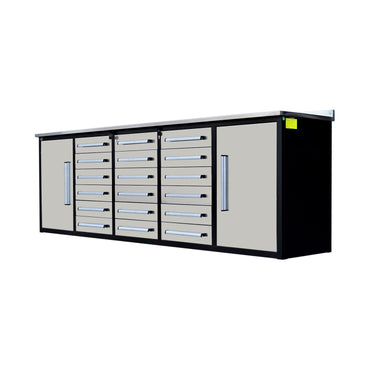 10ft Garage Storage Cabinet with 18 Drawers & 2 Cabinets