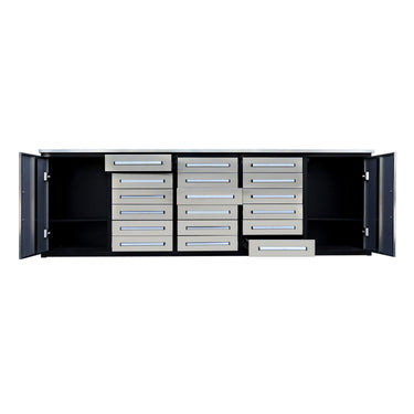 10ft Garage Storage Cabinet with 18 Drawers & 2 Cabinets