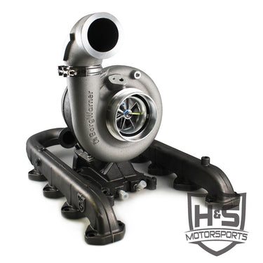 HS Motorsports H S Motorsports 2011-2016 Ford 6.7L Single Turbo Kit Divided Pedestal 64MM S300SX-E Turbo 122007-64 | 122007-64