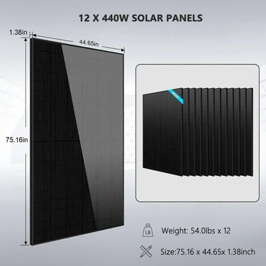 Kit Solar Autónomo Completo 12000W 48V Salida 120V/240V Batería de Litio 10.24KWH Panel Solar de 5280 Vatios SGK-12MAX