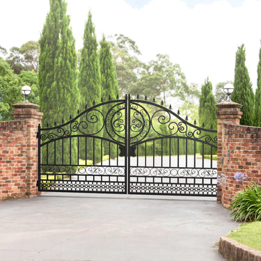 14x8 ft Steel Dual Swing Driveway Gate-European Style